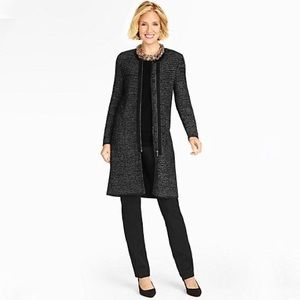 Talbots Black and Gray Long Open-Front Cardigan